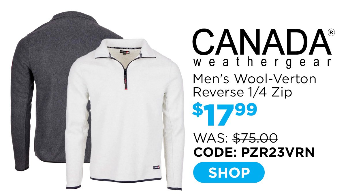 Canada Weather Gear Men's Wool-Verton Reverse 1/4 Zip