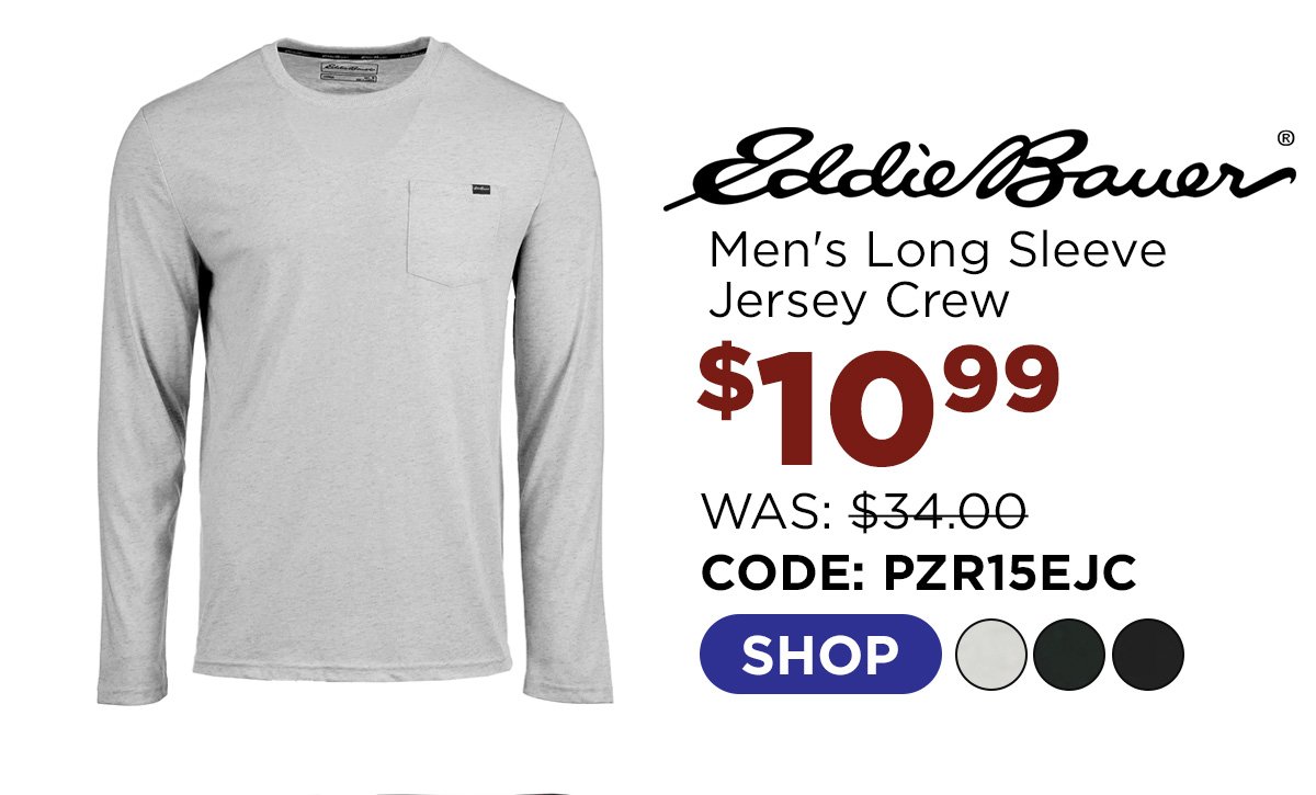 Eddie Bauer Men's Long Sleeve Jersey Crew with Chest Pocket