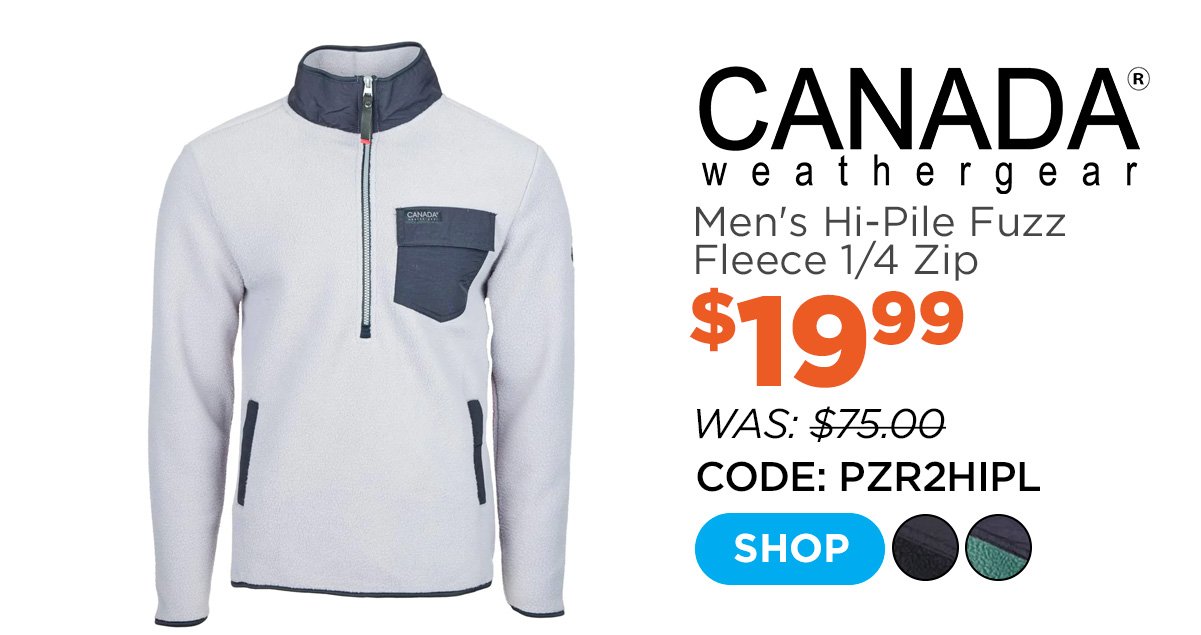 Canada Weather Gear Men's Hi-Pile Fuzz Fleece 1/4 Zip