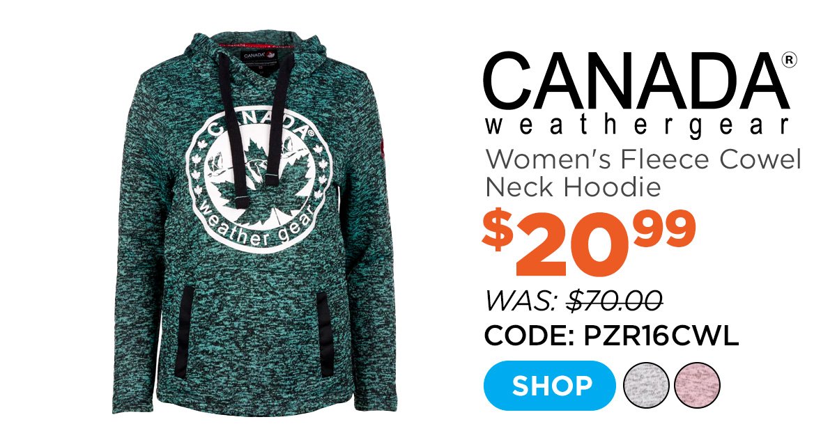 Canada Weather Gear Women's Sweater Fleece Cowel Neck Hoodie