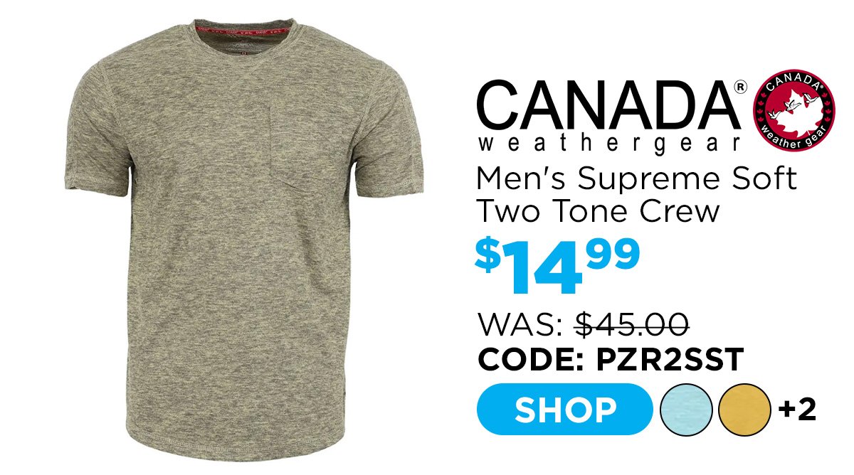 Canada Weather Gear Men's Supreme Soft Two Tone Crew