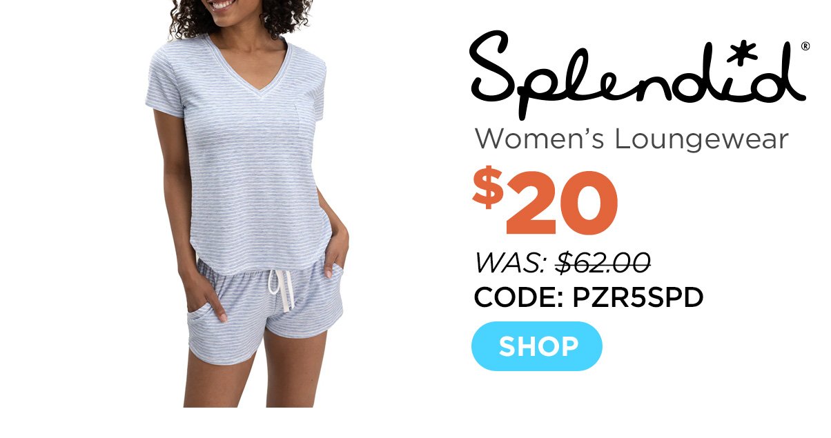 Splendid Women's V-Neck T-Shirt & Shortie Loungewear Set