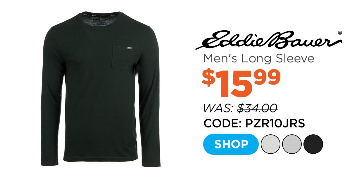 Eddie Bauer Men's Long Sleeve Jersey Crew with Chest Pocket