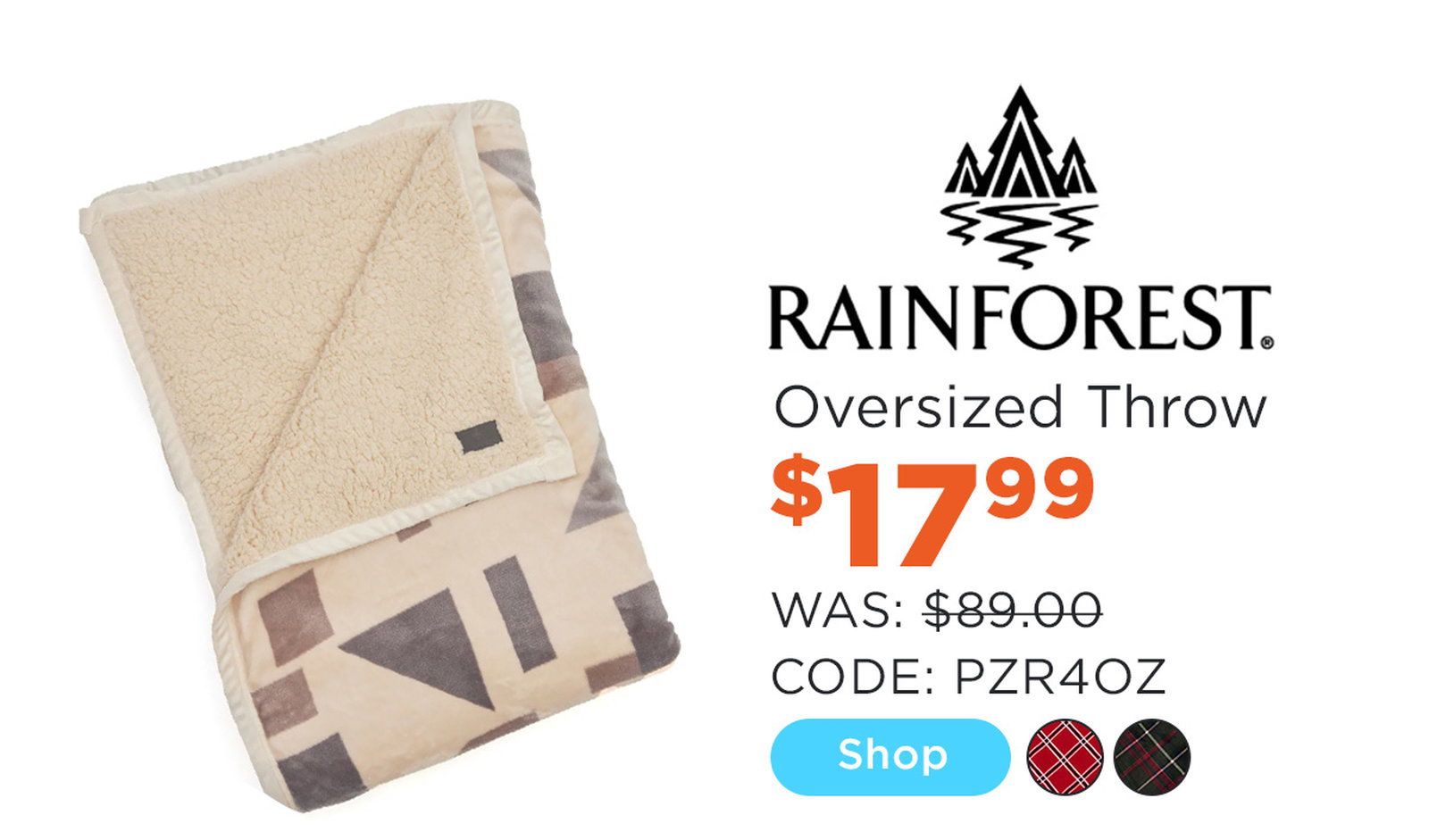 Rainforest Oversized Brushed Printed Reversible Throw Blanket