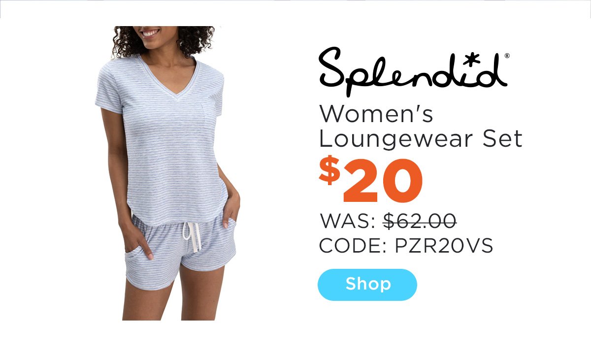 Splendid Women's V-Neck T-Shirt & Shortie Loungewear Set