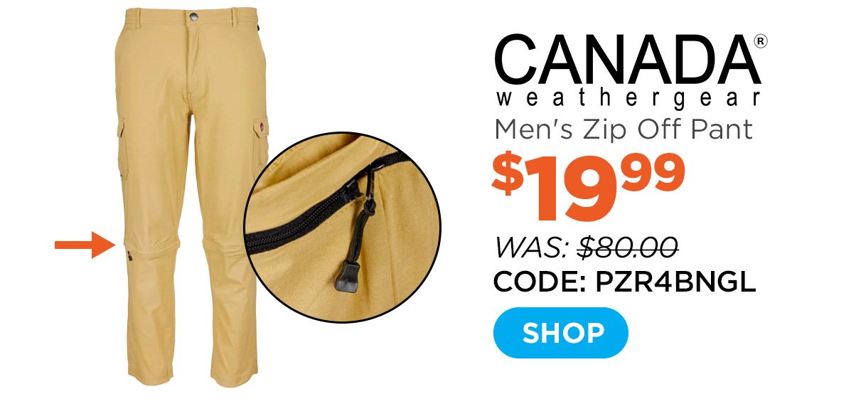 Canada Weather Gear Men's Bengaline Zip Off Pant