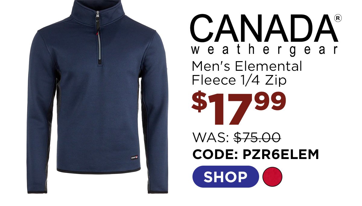 Canada Weather Gear Men's Elemental Fleece 1/4 Zip