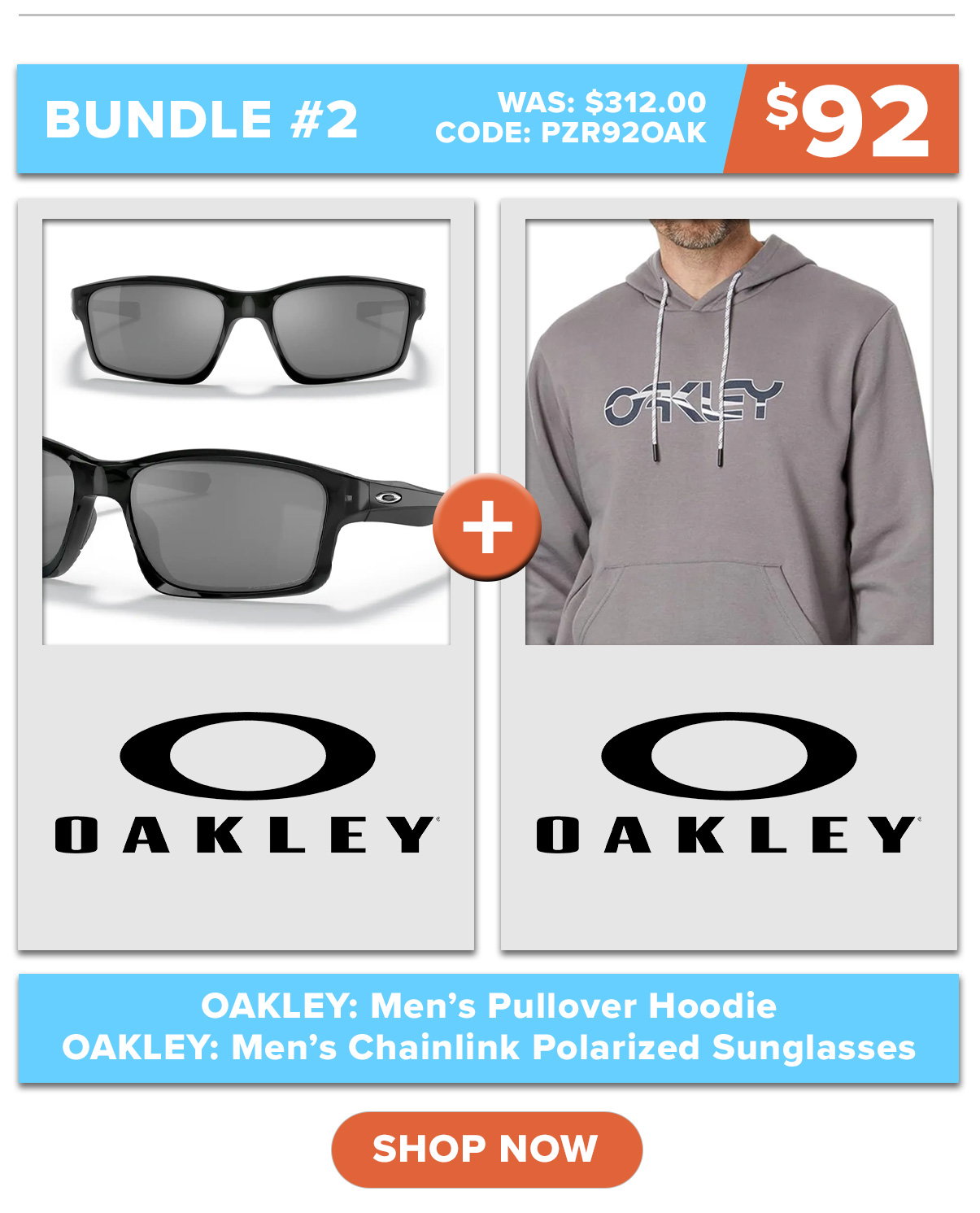 Oakley Men's MPH Chainlink Polarized Sunglasses + Oakley Men's Swell B1b Pullover Hoodie