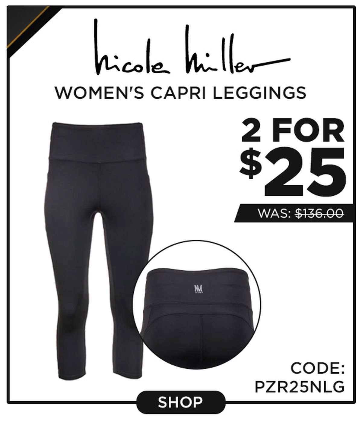 Nicole Miller Women's Capri Leggings