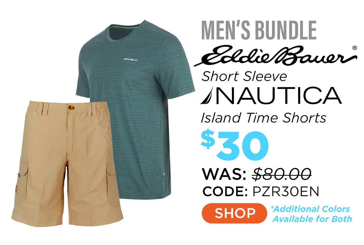 Eddie Bauer Men's Short Sleeve T-Shirt + Nautica Men's Island Time Shorts