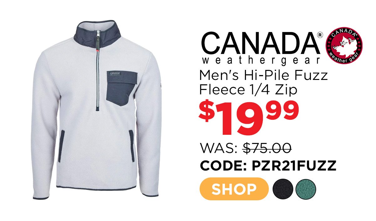 Canada Weather Gear Men's Hi-Pile Fuzz Fleece 1/4 Zip