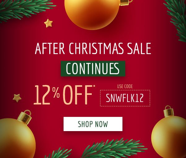 After Christmas SALE Continues! 12% Off Your Next Order - Use SNWFLK12 at checkout!