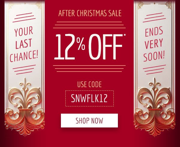 After Christmas SALE Ends SOON! 12% Off Your Next Order - Use SNWFLK12 at checkout!