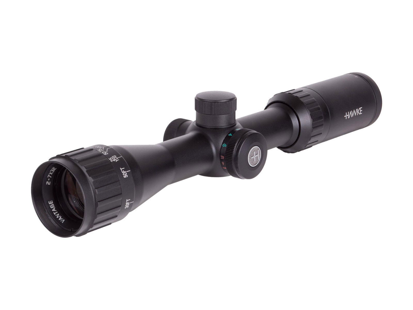 Hawke Sport Optics HD IR Series 2-7x32 AO Rifle Scope, Illuminated Mil-Dot Reticle, 1/4 MOA, 1" Tube