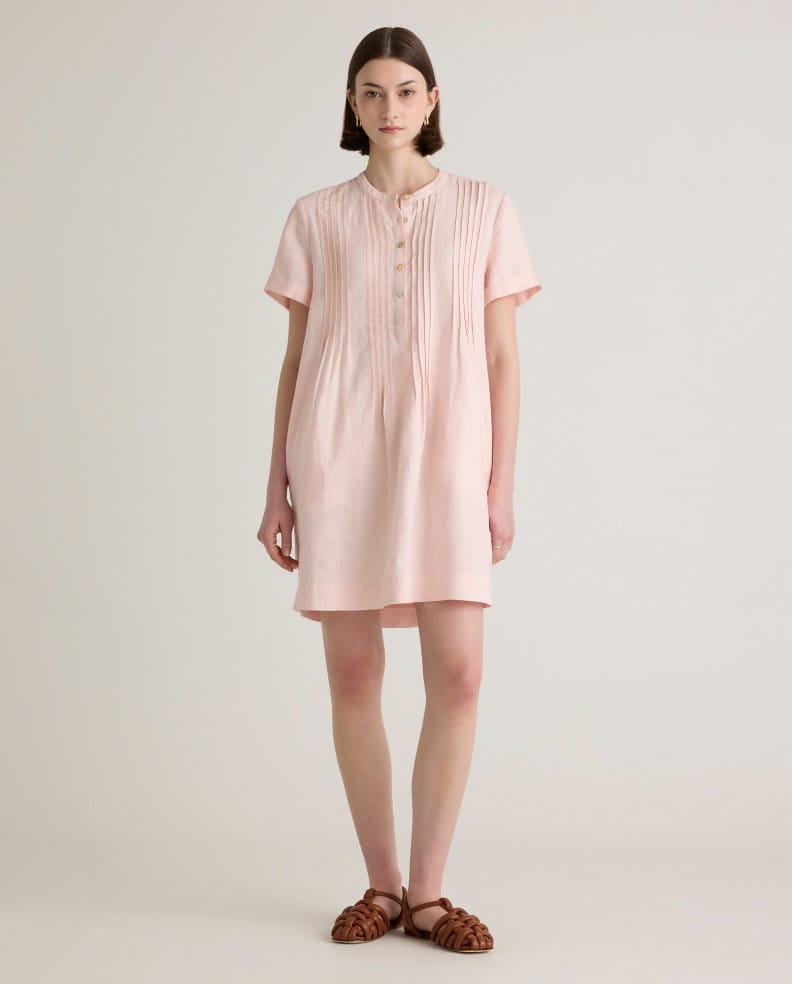 100% European Linen Short Sleeve Swing Dress