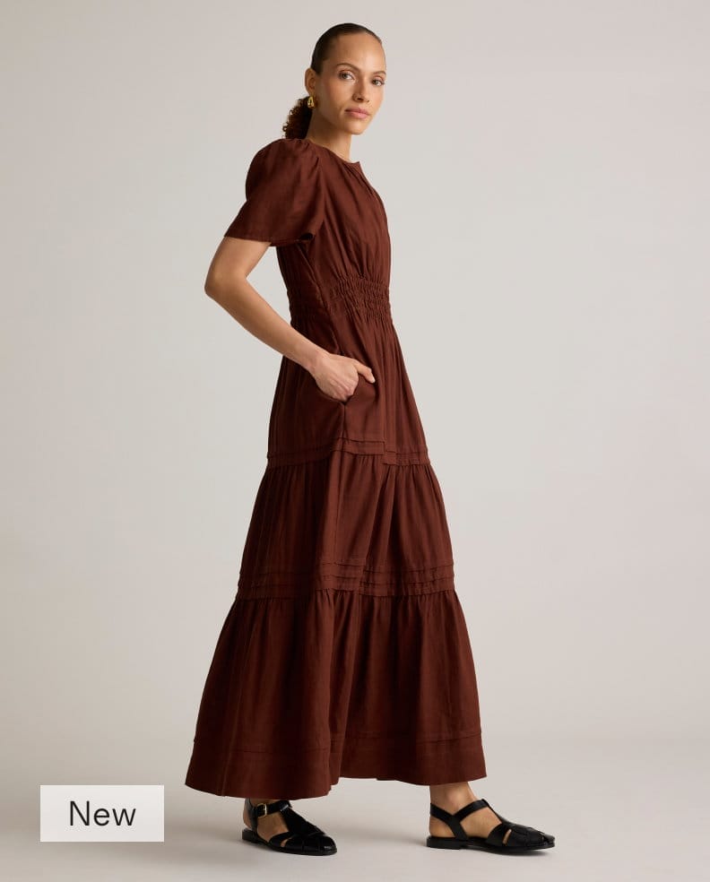 100% European Linen Tiered Maxi Dress