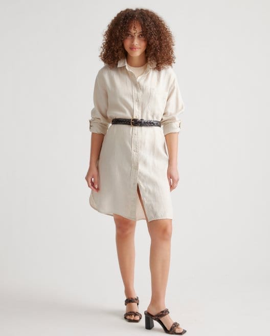 100% European Linen Shirt Dress