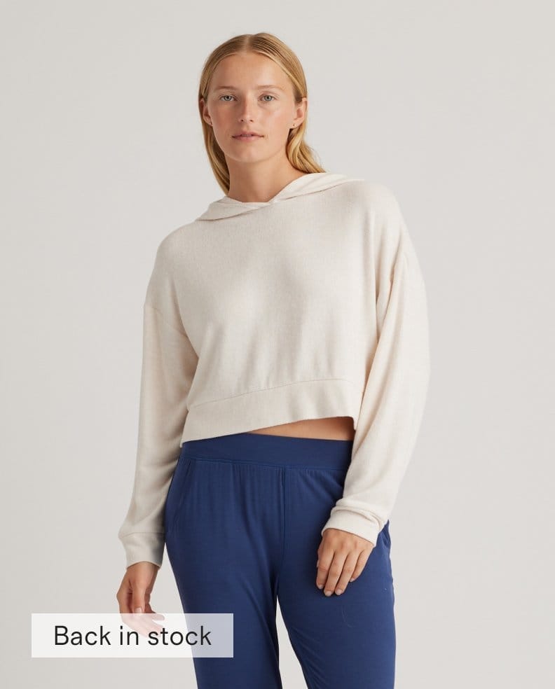 Brushed Lounge Cropped Pullover Hoodie