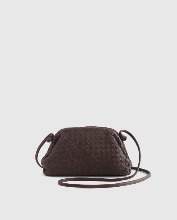 Italian Leather Handwoven Pouch Crossbody Clutch