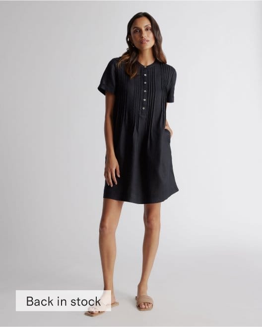 100% European Linen Short Sleeve Swing Dress