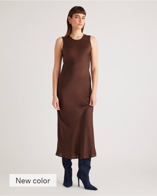 Washable Stretch Silk Tank Midi Dress