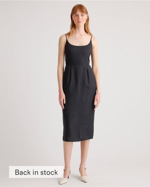 100% European Linen Scoop Neck Midi Dress