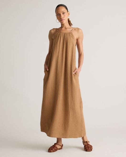 100% Organic Cotton Gauze Sleeveless Maxi Dress