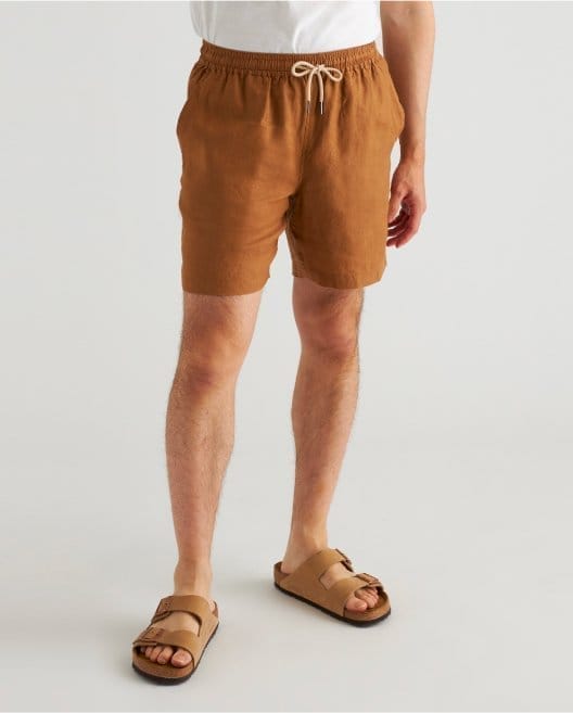 100% European Linen Drawstring Beach Short