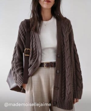 100% Organic Cotton Oversized Cable Cardigan