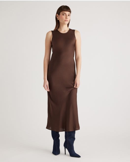 Washable Stretch Silk Tank Midi Dress