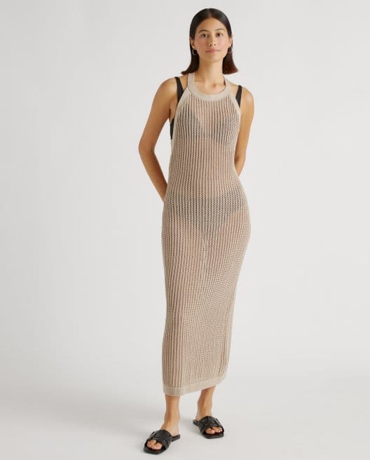 100% Organic Cotton Open-Knit Cover-Up Maxi Dress