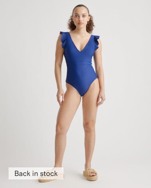 Italian Ruffle Shoulder One-Piece Swimsuit