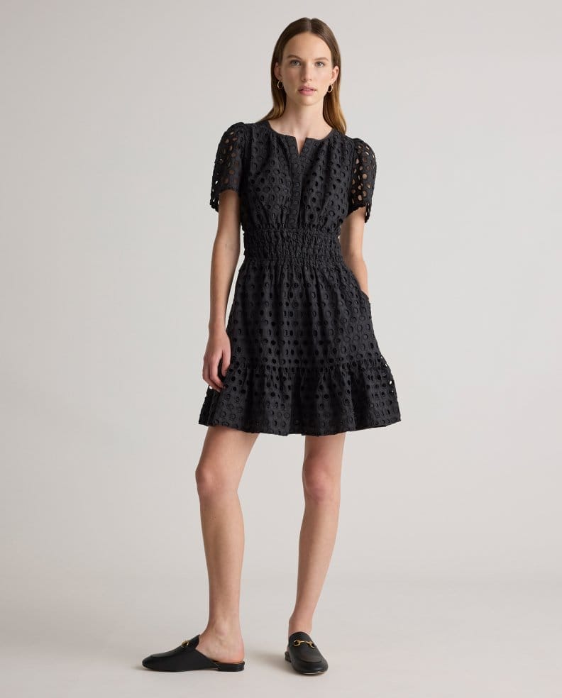 100% Organic Cotton Eyelet Tiered Mini Dress