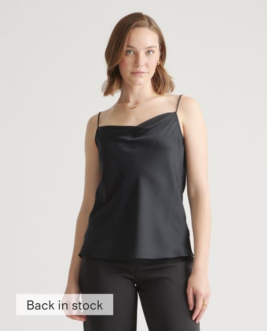 Washable Stretch Silk Cowl Neck Cami