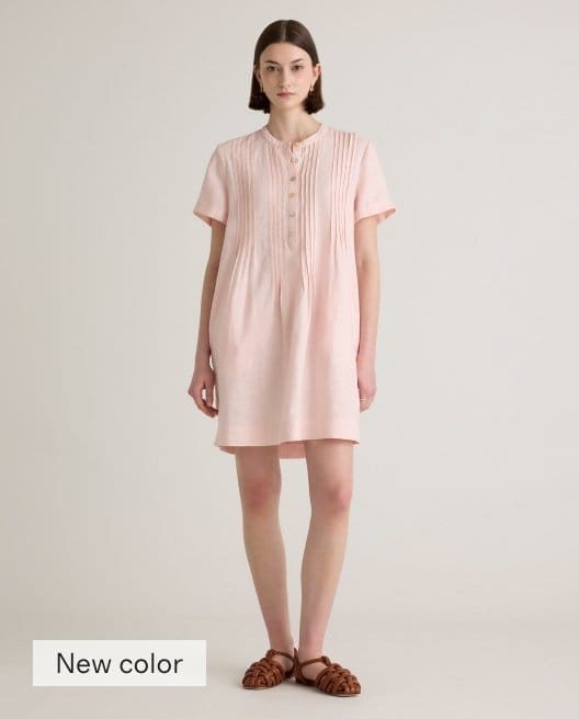 100% European Linen Short Sleeve Swing Dress