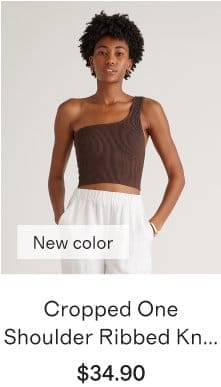 Cropped One Shoulder Ribbed Kn...