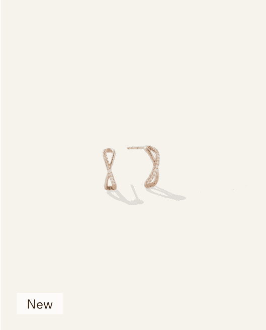 14K Gold Pave Diamond X Hoops