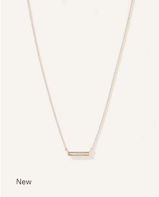 14K Gold Diamond Baguette Bar Necklace