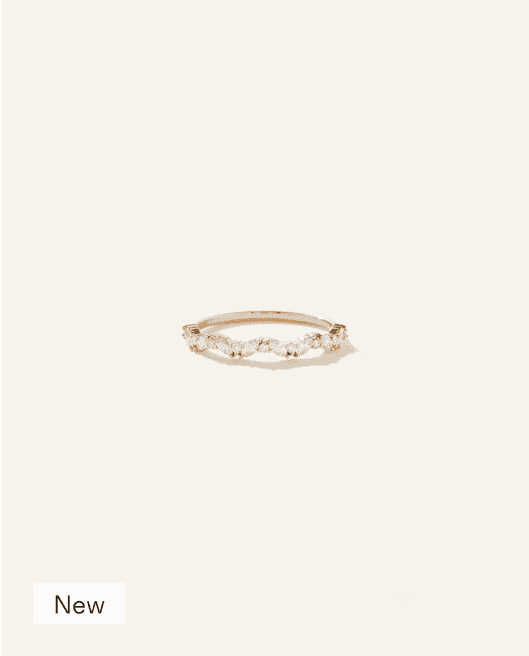 14K Gold Diamond Slanted Marquise and Round Band