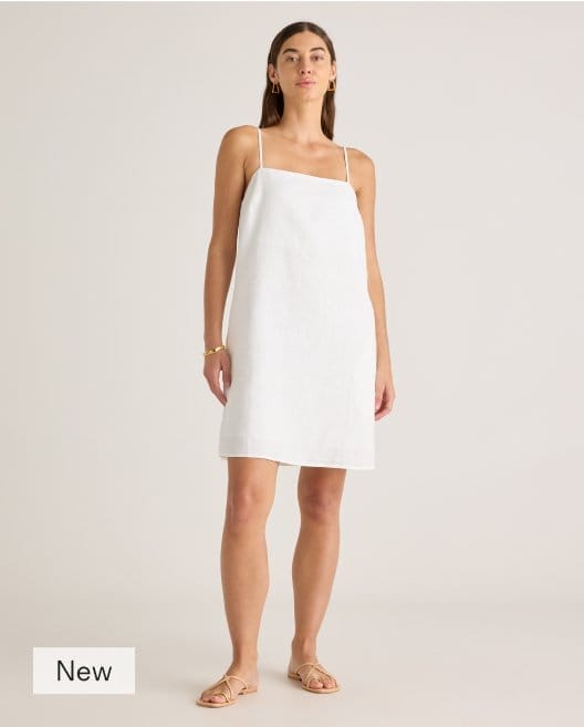 100% European Linen Spaghetti Strap Mini Dress