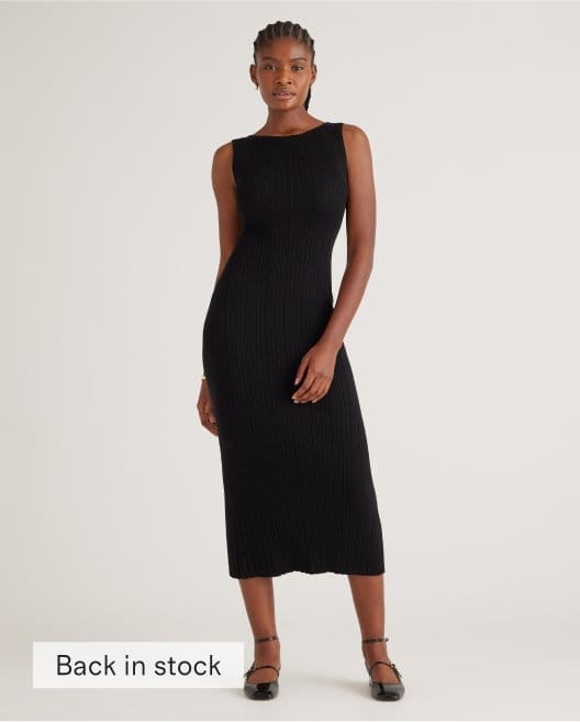 Cotton Cashmere Ribbed Sleeveless Midi Dress