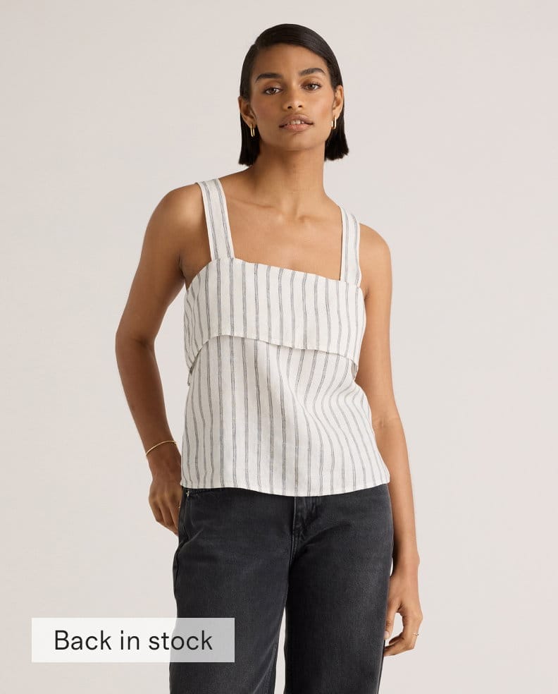 100% European Linen Square Neck Tank