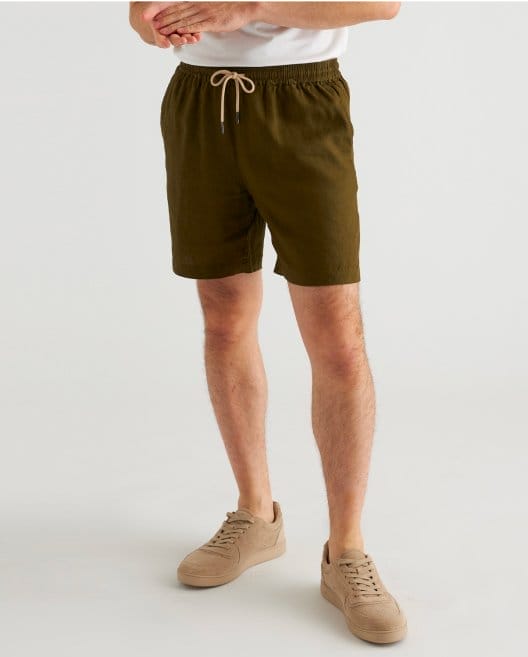 100% European Linen Drawstring Beach Short