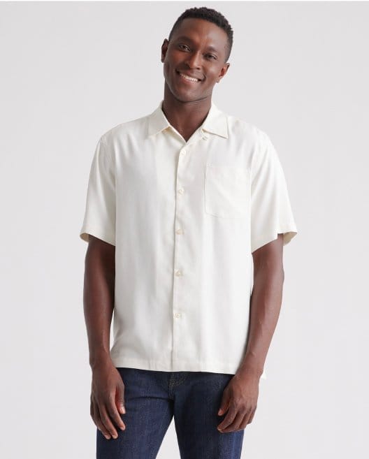 100% Silk Twill Short Sleeve Camp Shirt