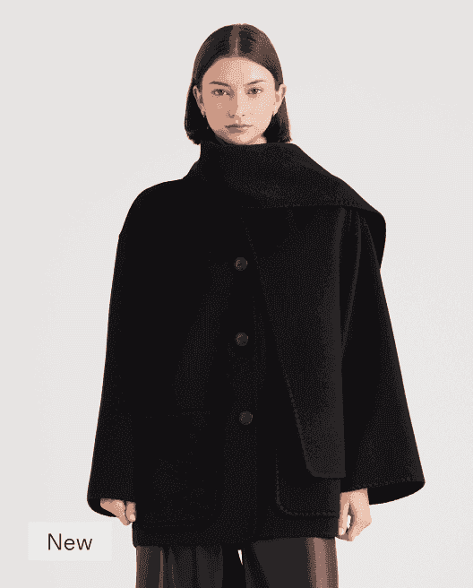 Double-Faced Merino Wool Scarf Coat