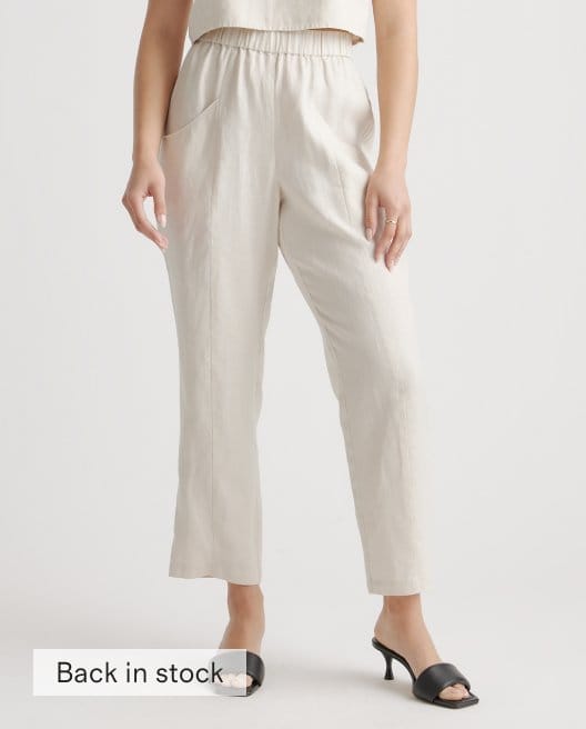 100% European Linen Tapered Ankle Pant