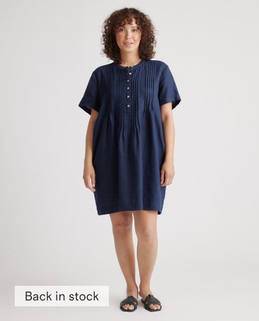 100% European Linen Short Sleeve Swing Dress