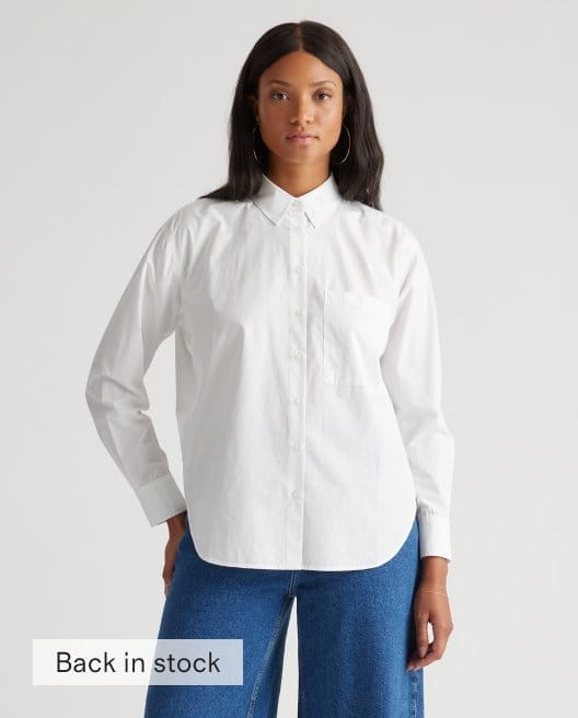 100% Organic Cotton Poplin Long Sleeve Boyfriend Shirt