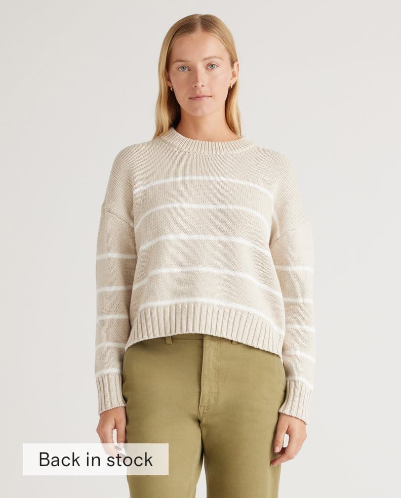 100% Organic Cotton Striped Crew Sweater