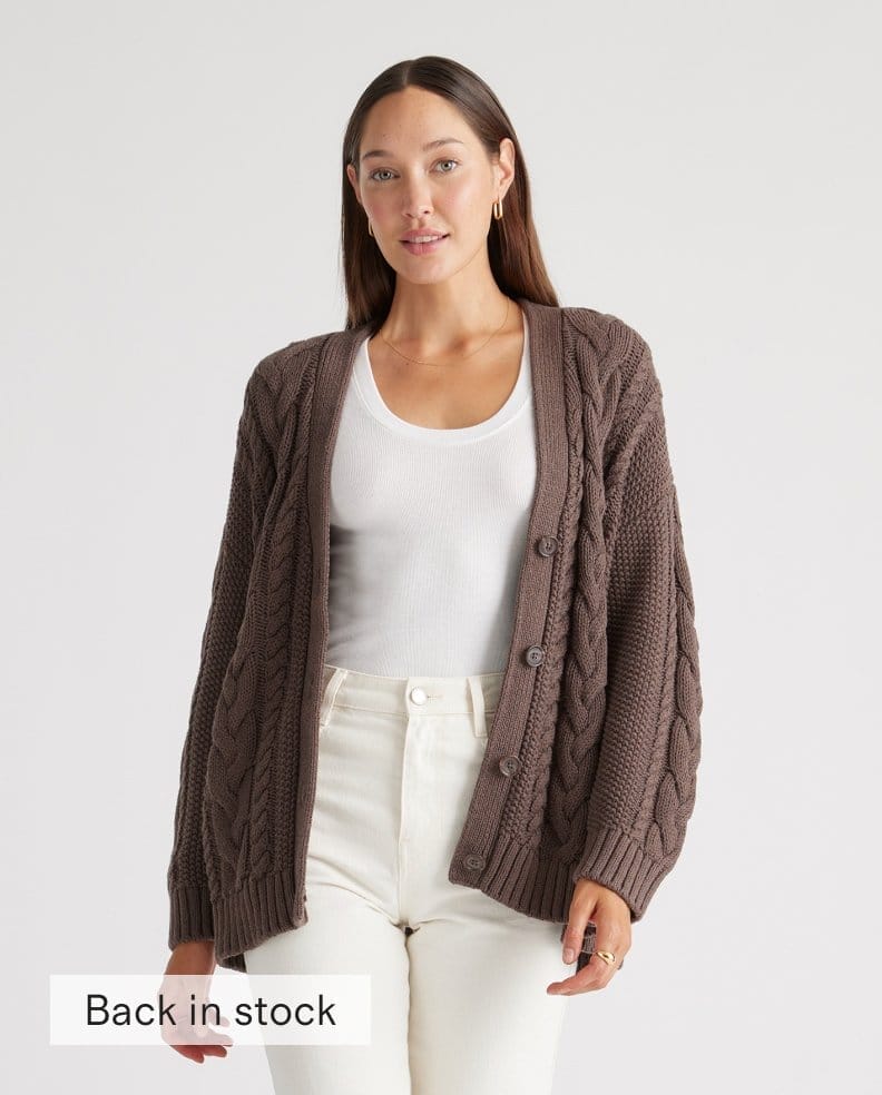 100% Organic Cotton Oversized Cable Cardigan